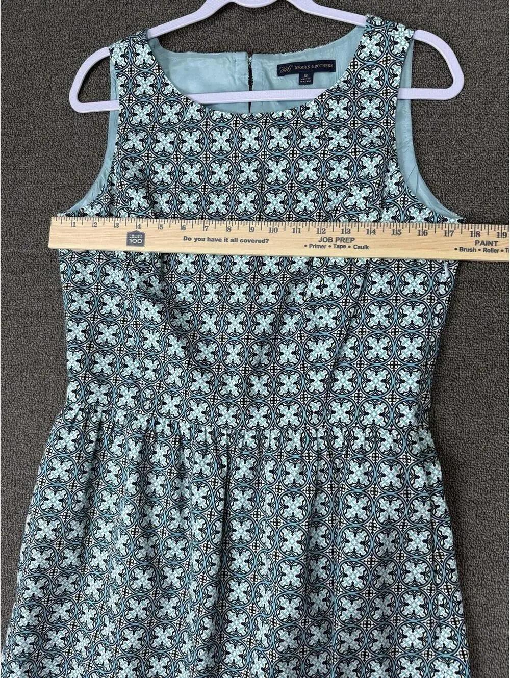 Brooks Brothers 346 Women's 12 Blue Sleeveless Geometric/Floral Dress Preppy - Picture 6 of 7